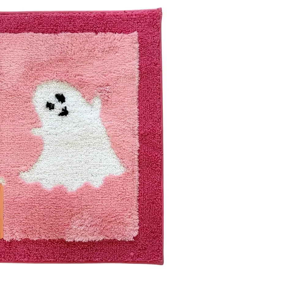 New KASSATEX Cheerful Ghosts Halloween Bath Rug 21x34 Pink & White Spooky Boo